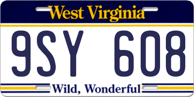 WV license plate 9SY608