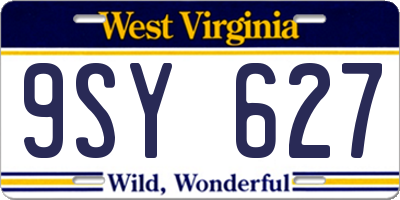 WV license plate 9SY627