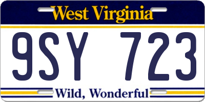WV license plate 9SY723
