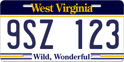 WV license plate 9SZ123