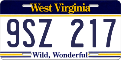 WV license plate 9SZ217