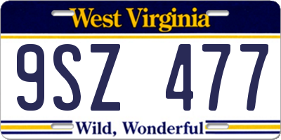 WV license plate 9SZ477