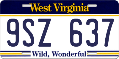 WV license plate 9SZ637