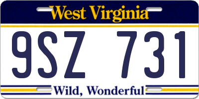 WV license plate 9SZ731