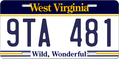 WV license plate 9TA481