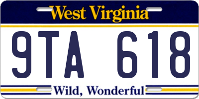 WV license plate 9TA618