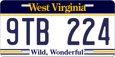 WV license plate 9TB224