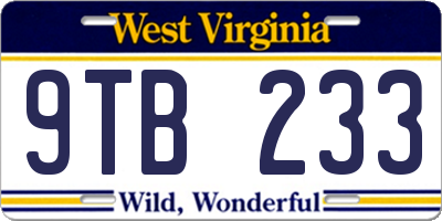 WV license plate 9TB233