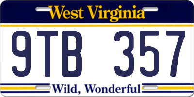WV license plate 9TB357