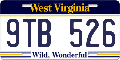 WV license plate 9TB526