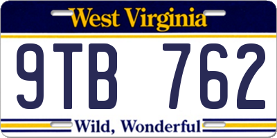 WV license plate 9TB762