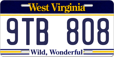 WV license plate 9TB808