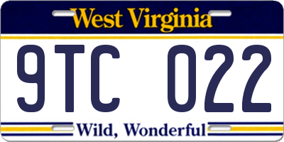 WV license plate 9TC022