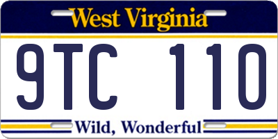 WV license plate 9TC110