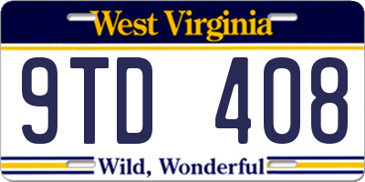 WV license plate 9TD408