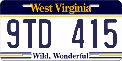 WV license plate 9TD415