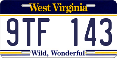 WV license plate 9TF143