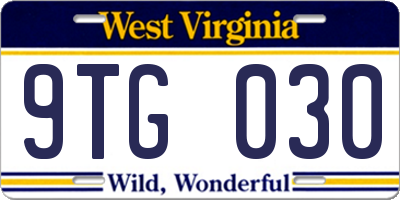 WV license plate 9TG030