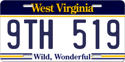 WV license plate 9TH519