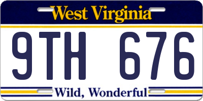 WV license plate 9TH676