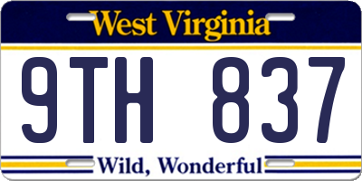 WV license plate 9TH837