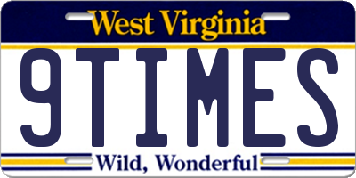 WV license plate 9TIMES