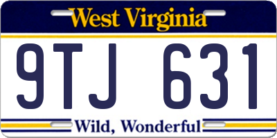 WV license plate 9TJ631
