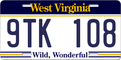 WV license plate 9TK108