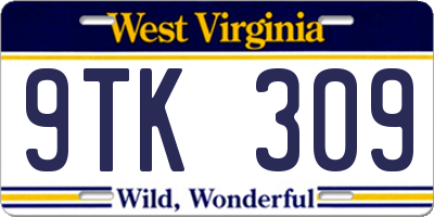 WV license plate 9TK309