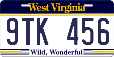 WV license plate 9TK456