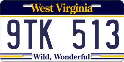 WV license plate 9TK513