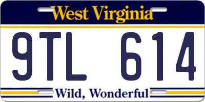 WV license plate 9TL614