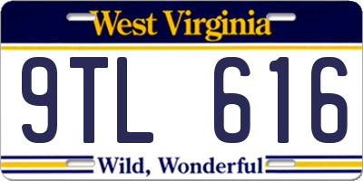 WV license plate 9TL616