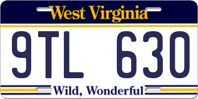 WV license plate 9TL630