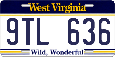 WV license plate 9TL636