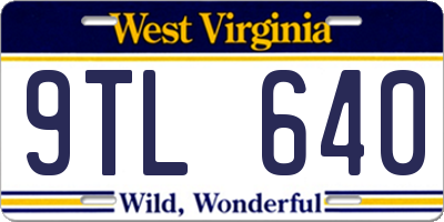 WV license plate 9TL640