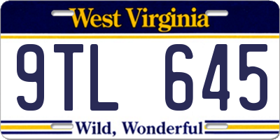 WV license plate 9TL645