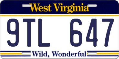 WV license plate 9TL647