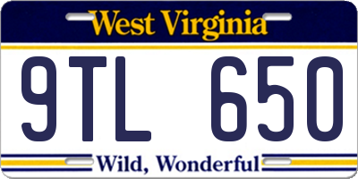 WV license plate 9TL650