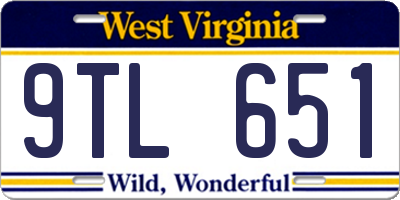 WV license plate 9TL651
