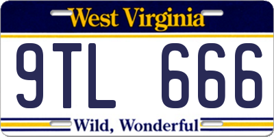 WV license plate 9TL666