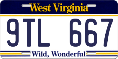 WV license plate 9TL667