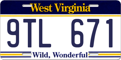WV license plate 9TL671