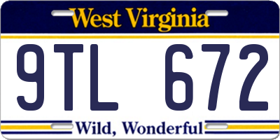 WV license plate 9TL672