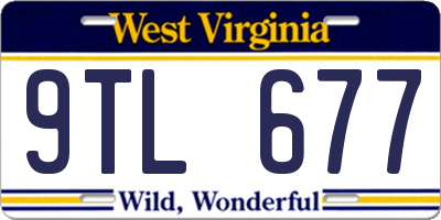 WV license plate 9TL677