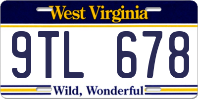 WV license plate 9TL678