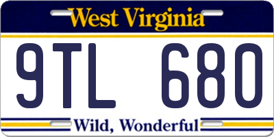 WV license plate 9TL680