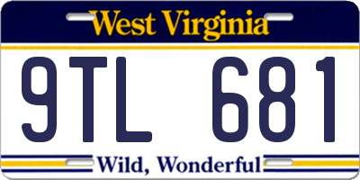 WV license plate 9TL681