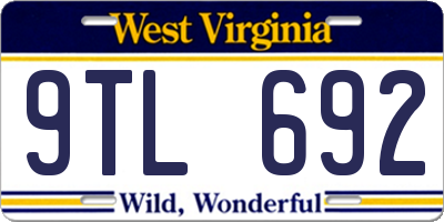 WV license plate 9TL692