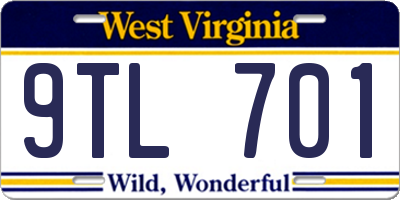 WV license plate 9TL701